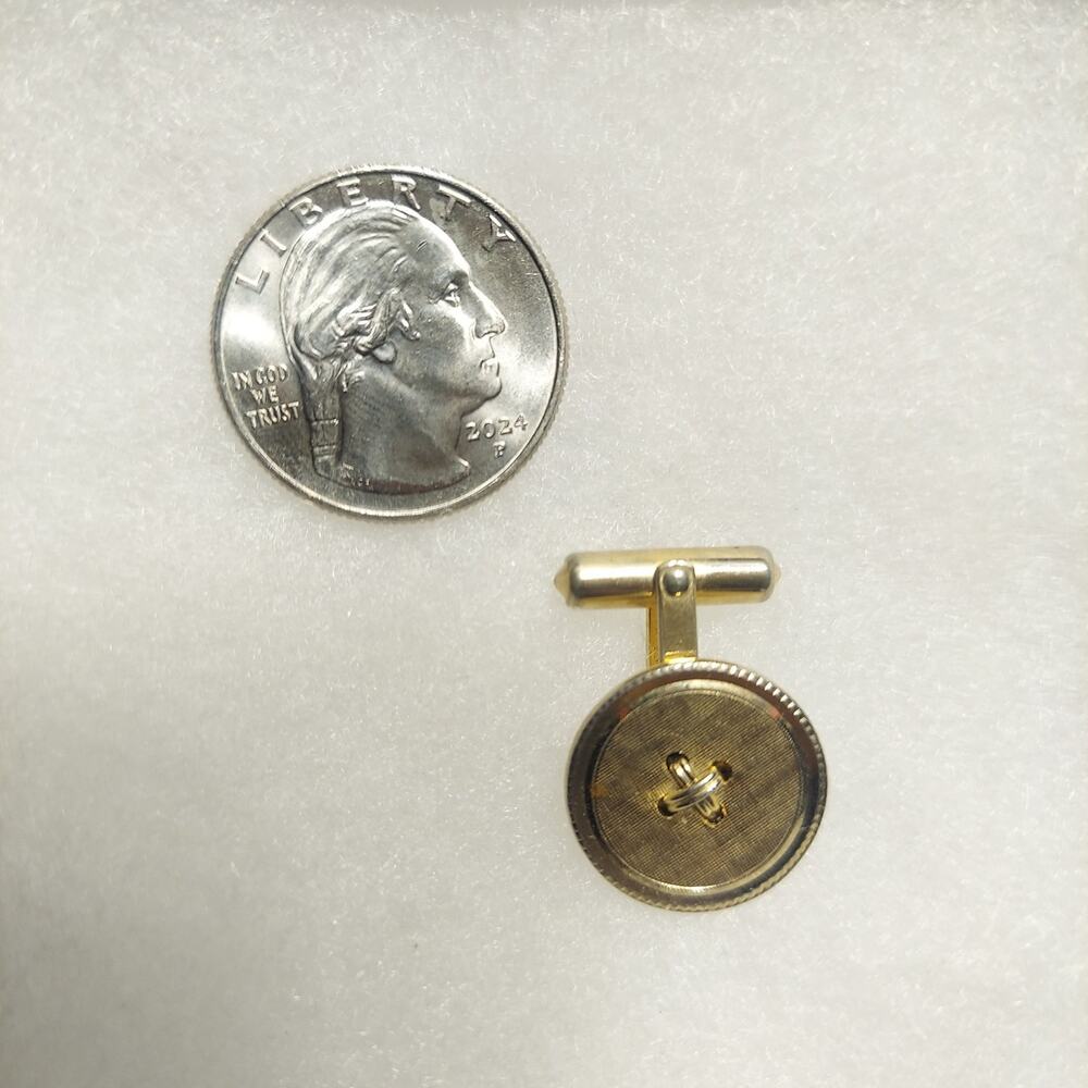 1980s Christian Dior Gold Tone Button SINGLE Cufflink / Necklace Pendant